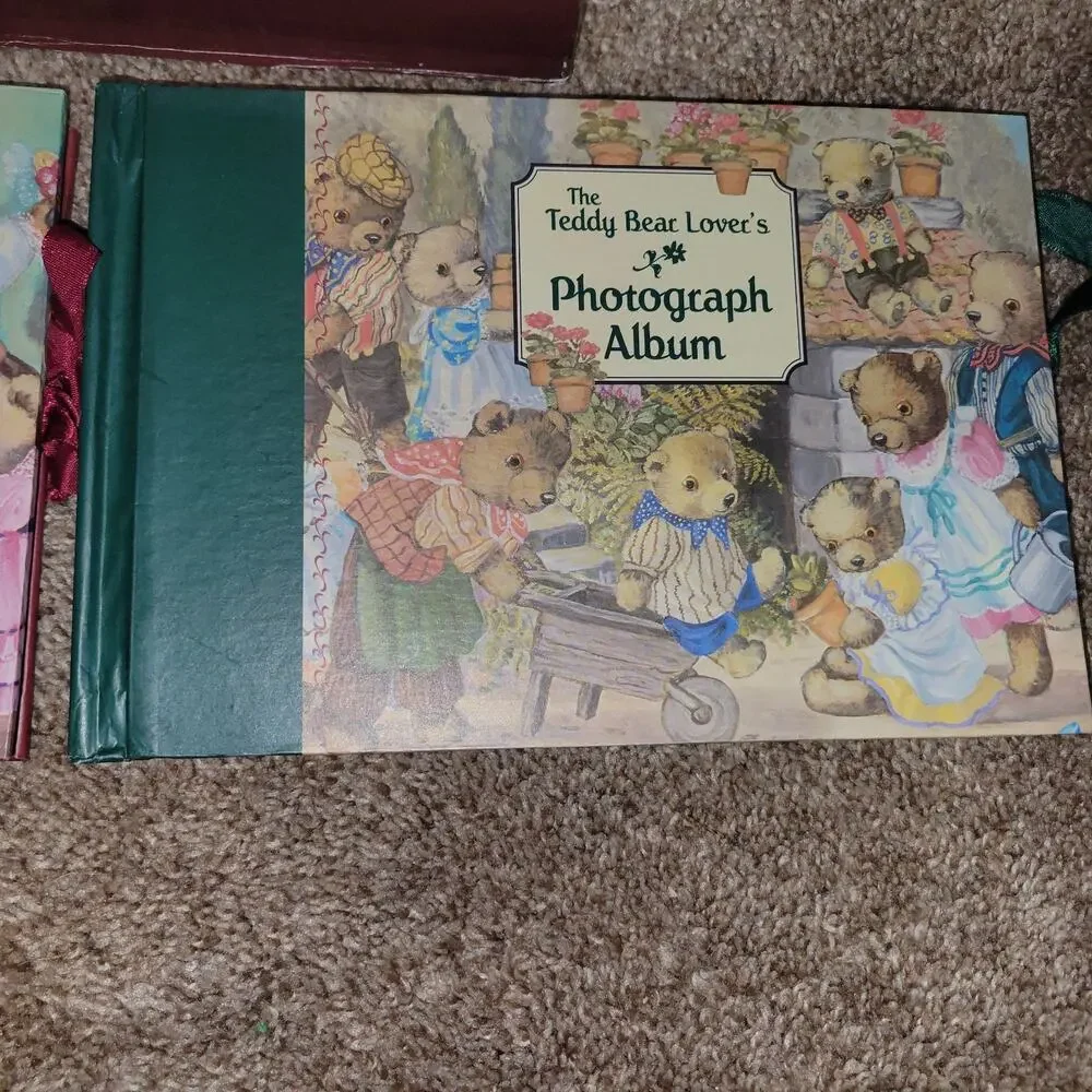 Teddy Bear Lovers‎ PHOTOGRAPH ALBUM Book SET Bow Closures With Sleeve Vintage